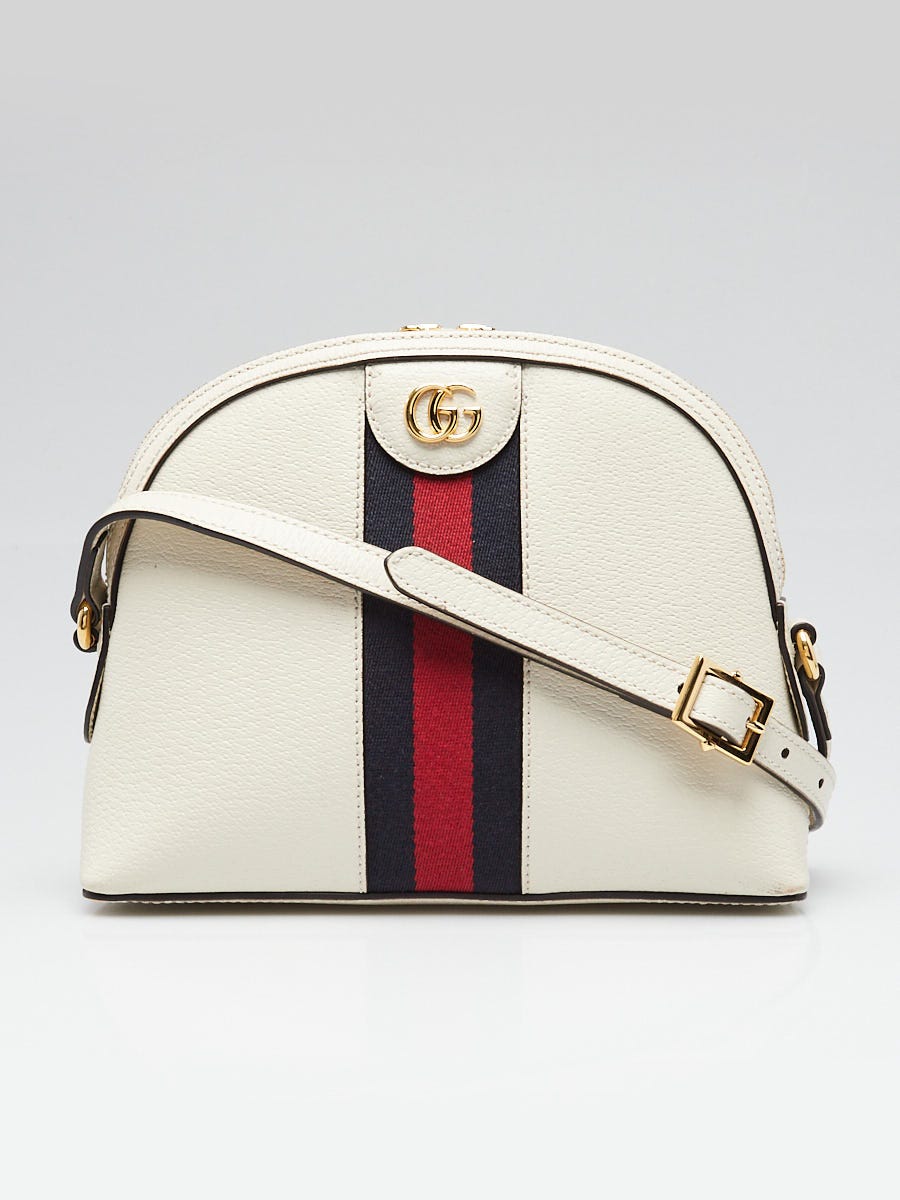 Gucci White Leather Vintage Web Small Ophidia Crossbody Bag