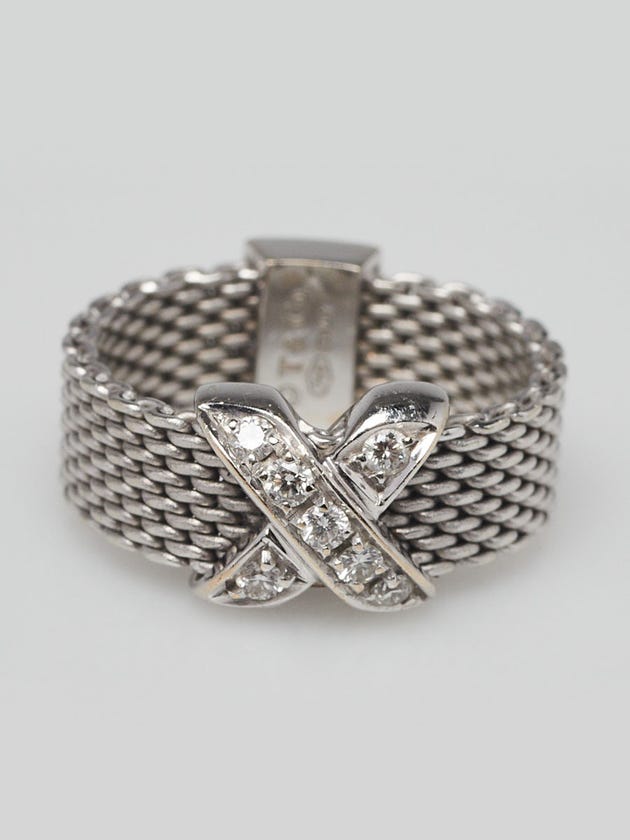 Tiffany
Co. Sterling Silver and Diamond X Somerset Ring Size 4