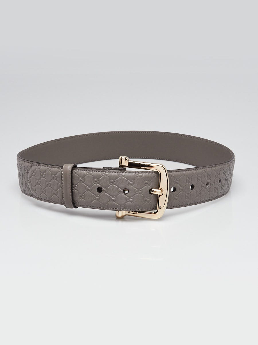 Gucci Grey Micro Guccissima Embossed Leather Belt Size 80/32