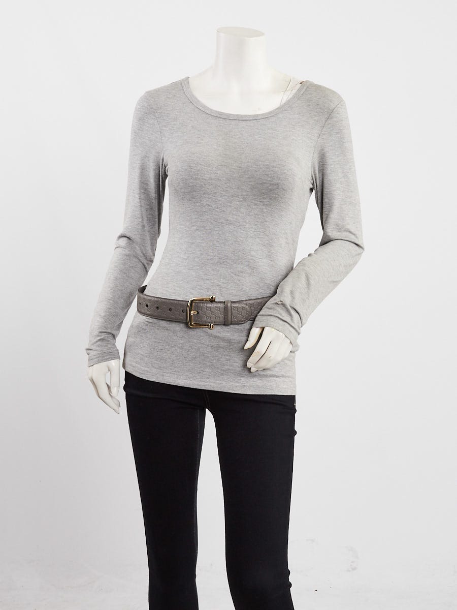 Gucci Grey Micro Guccissima Embossed Leather Belt Size 80/32