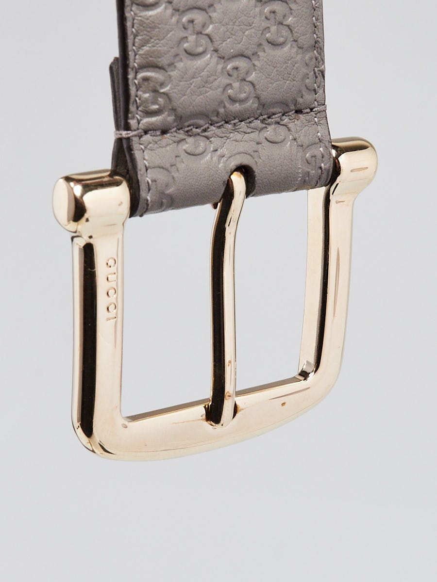 Gucci Grey Micro Guccissima Embossed Leather Belt Size 80/32  display picture 2