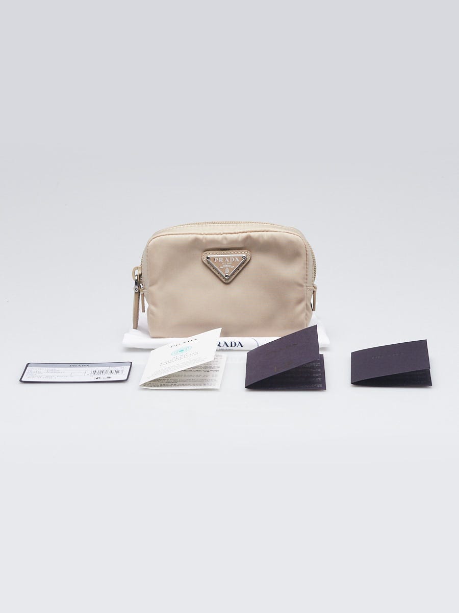 Prada Deserto Beige Vela Nylon Small Cosmetic Pouch
