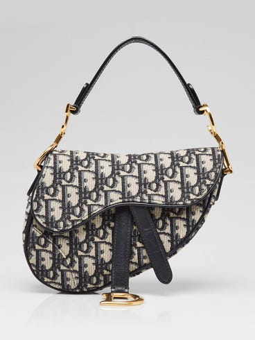 Christian Dior Blue Oblique Canvas Mini Dior Saddle Bag