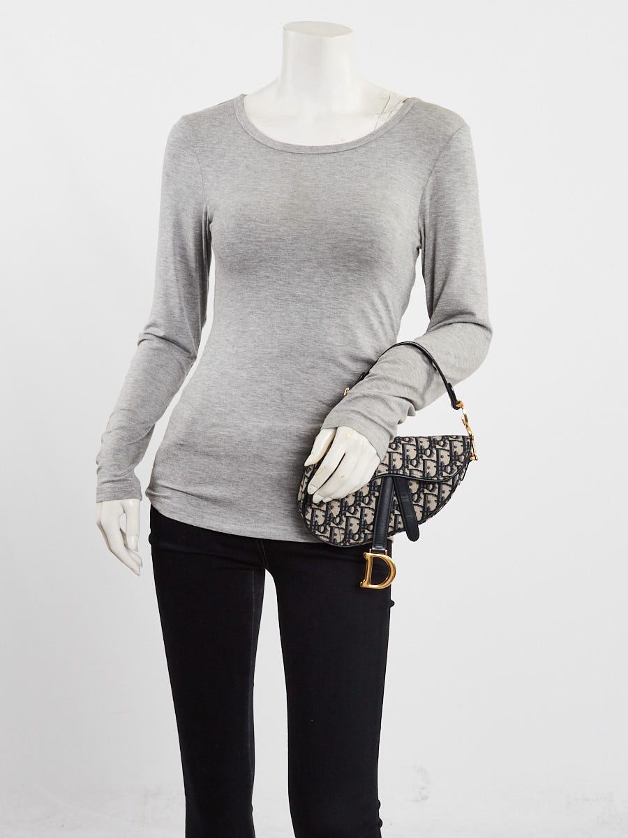 Christian Dior Blue Oblique Canvas Mini Dior Saddle Bag