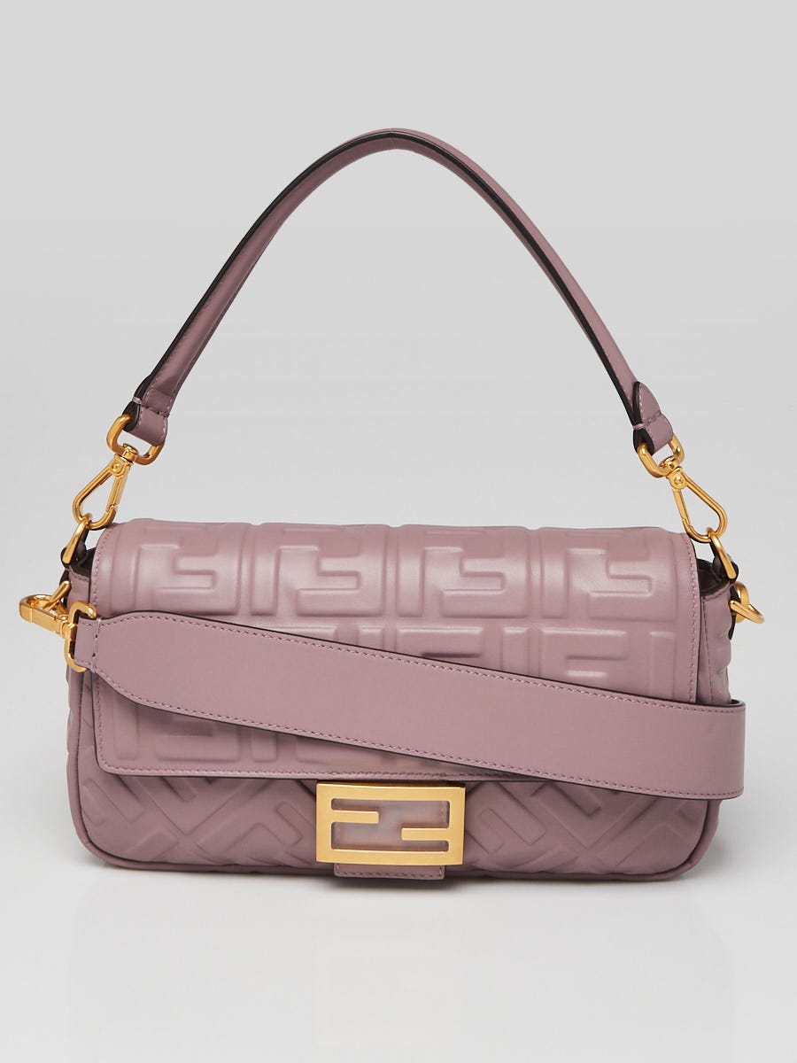 Fendi Mauve FF Embossed Nappa Leather Baguette Bag - 8BR600