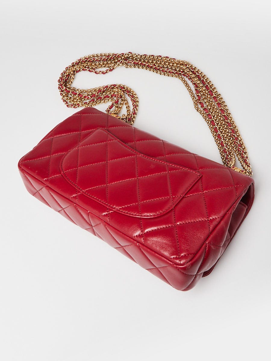 Chanel Dark Red Quilted Shiny Lambskin Quilted Multi Stand Flap