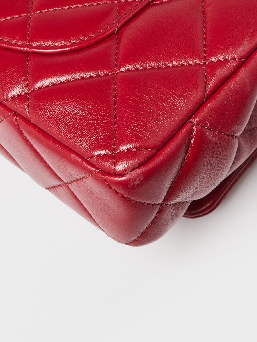Chanel Dark Red Quilted Shiny Lambskin Quilted Multi Stand Flap