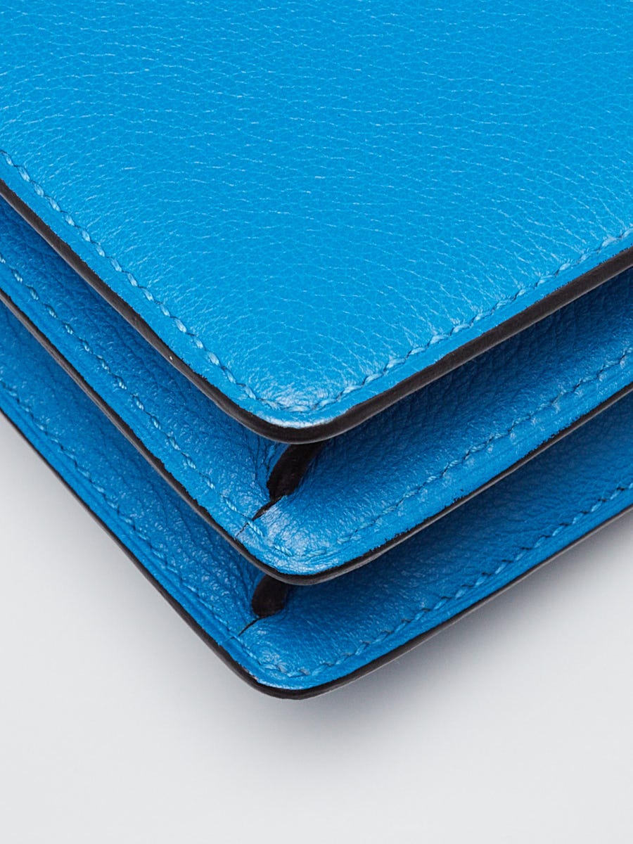 Hermes Bleu Hydra Evercolor Leather Palladium Plated MinI Roulis