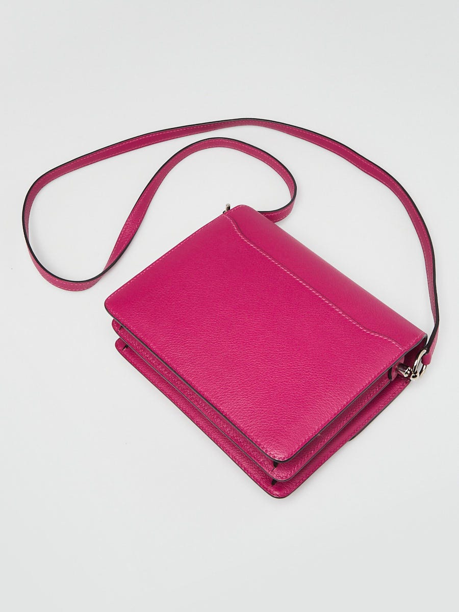 Hermes Rose Pourpre Evercolor Leather Palladium Plated Mini Sac