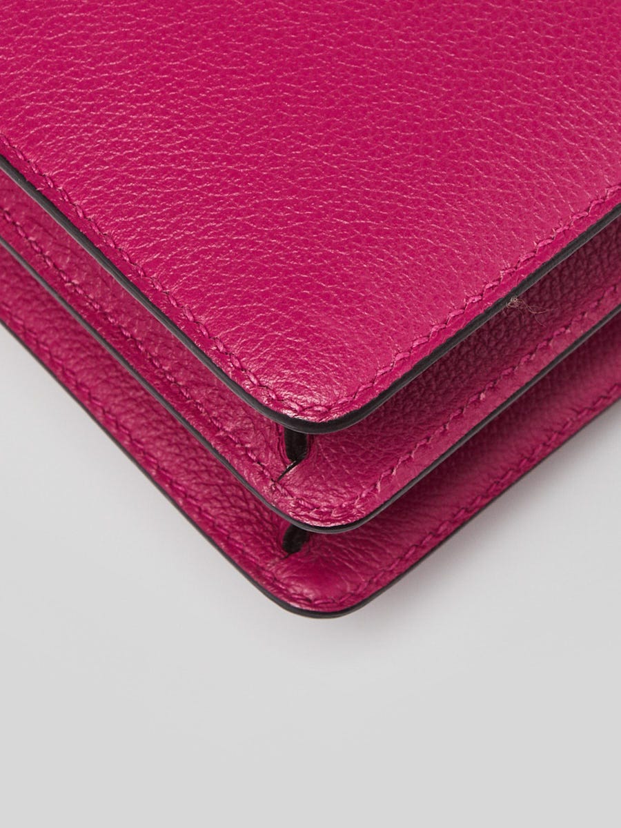 Hermes Rose Pourpre Evercolor Leather Palladium Plated Mini Sac