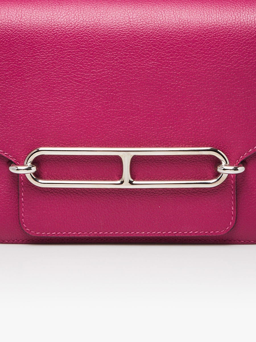 Hermes Rose Pourpre Evercolor Leather Palladium Plated Mini Sac