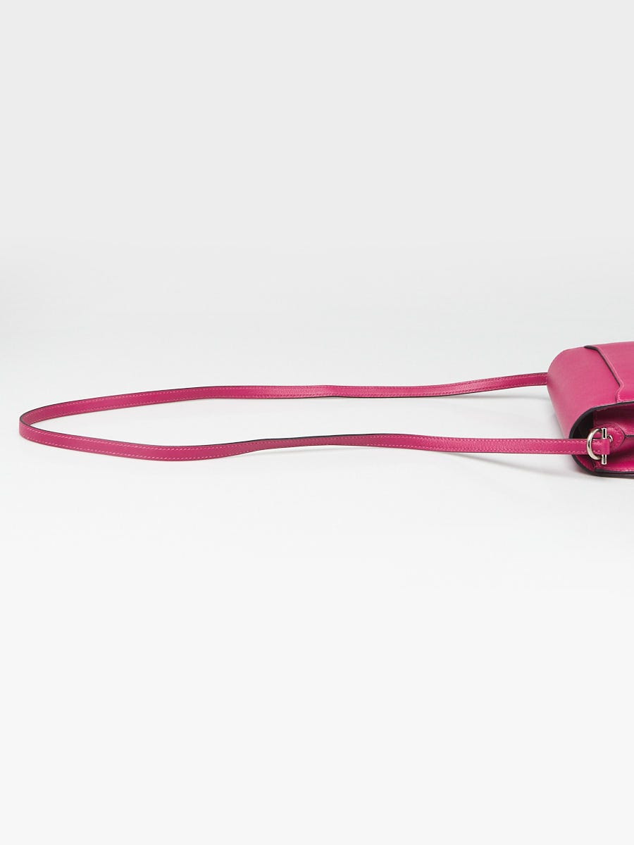 Hermes Rose Pourpre Evercolor Leather Palladium Plated Mini Sac