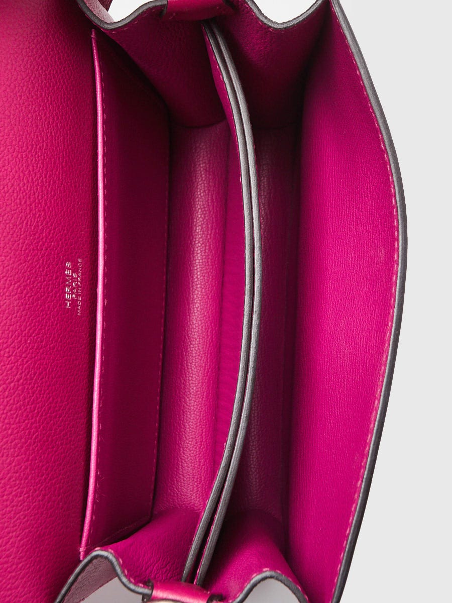 Hermes Rose Pourpre Evercolor Leather Palladium Plated Mini Sac