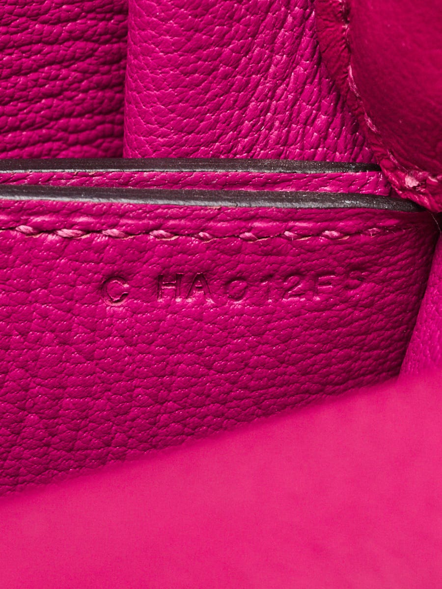Hermes Rose Pourpre Evercolor Leather Palladium Plated Mini Sac