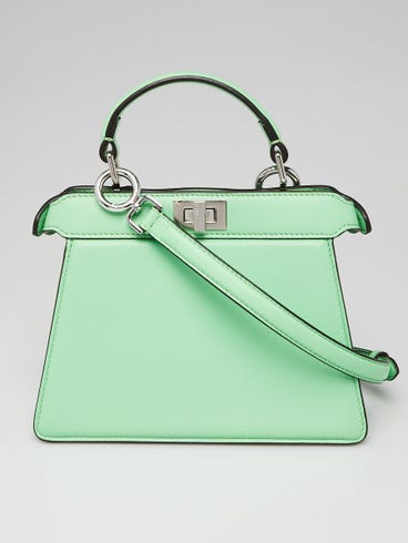 Fendi Green Lambskin Leather Petite Peekaboo Iseeu Satchel Bag 8BN335