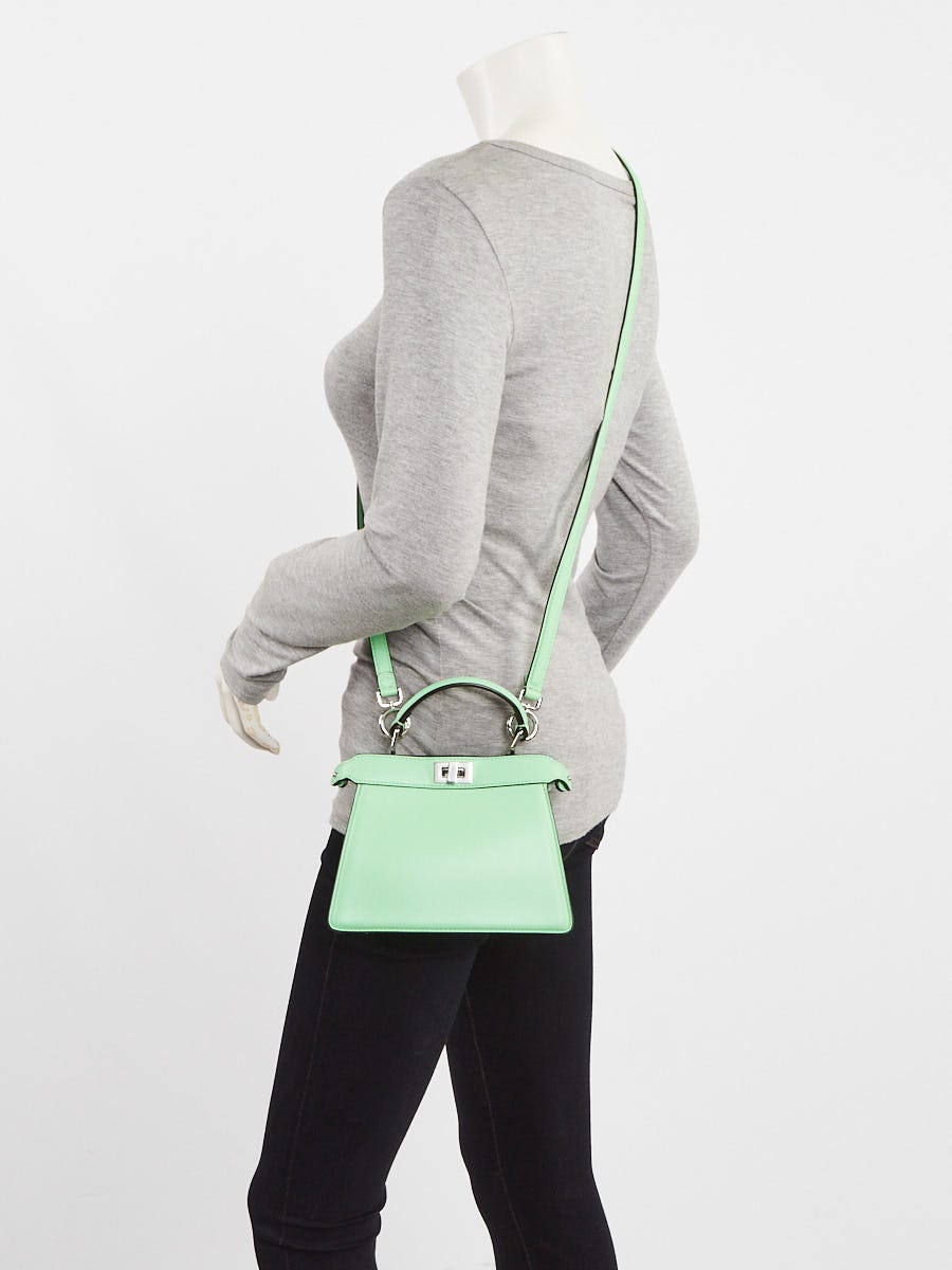Fendi Green Lambskin Leather Petite Peekaboo Iseeu Satchel Bag 8BN335