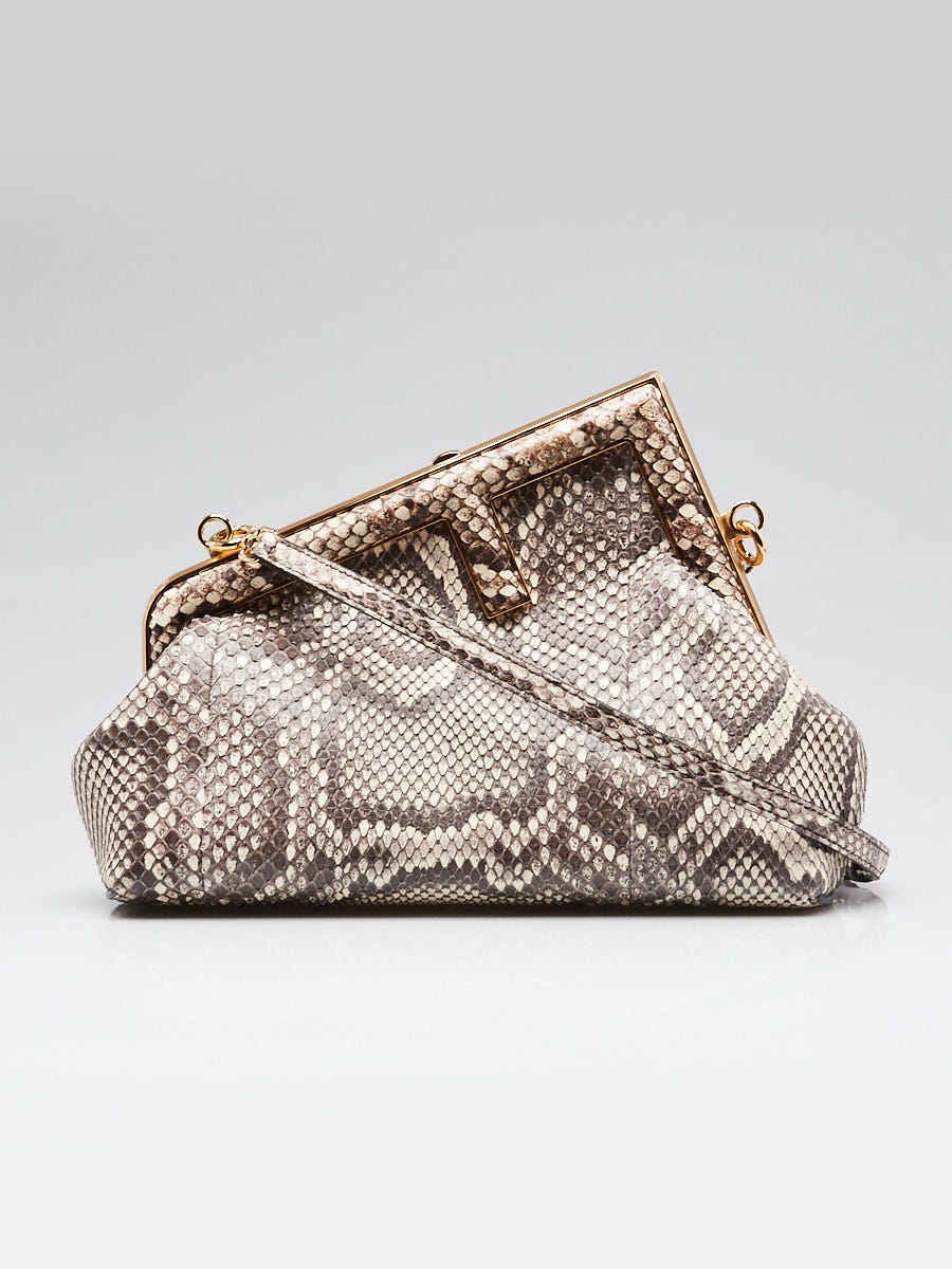 Fendi Brown/Beige Python Small First Bag 8BP129 | Yoogi's Closet