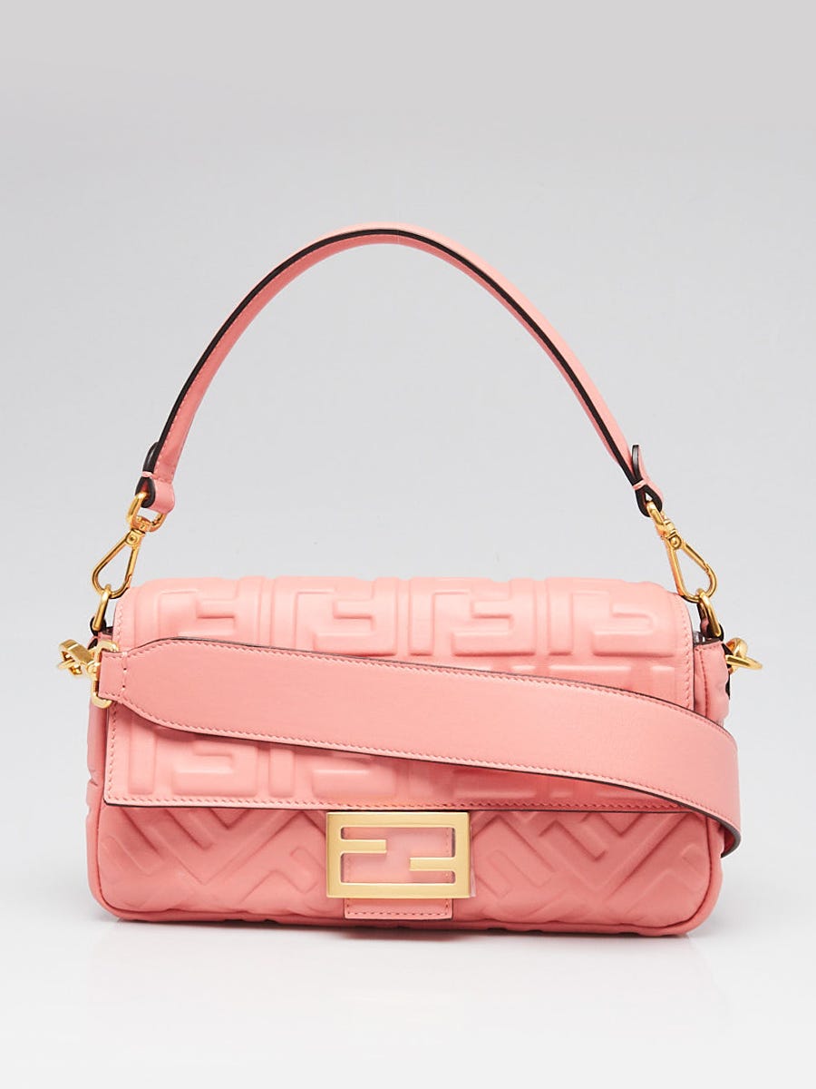 Fendi Rosa FF Embossed Nappa Leather Baguette Bag - 8BR600