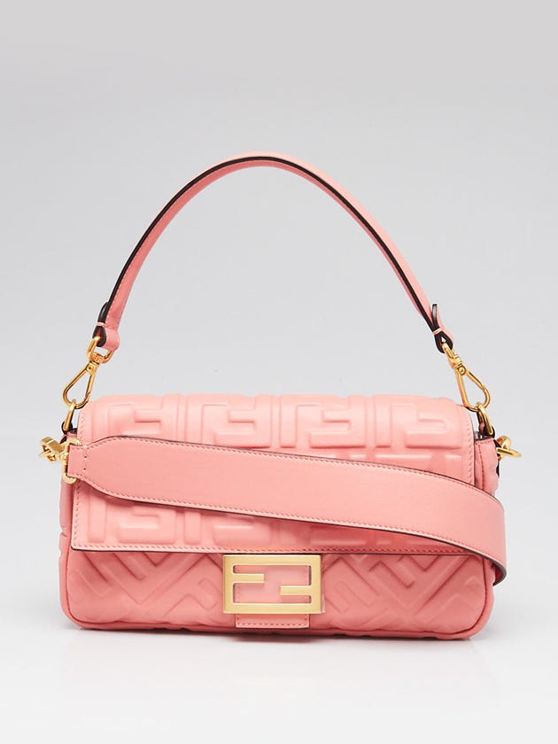 Fendi Rosa FF Embossed Nappa Leather Baguette Bag - 8BR600
