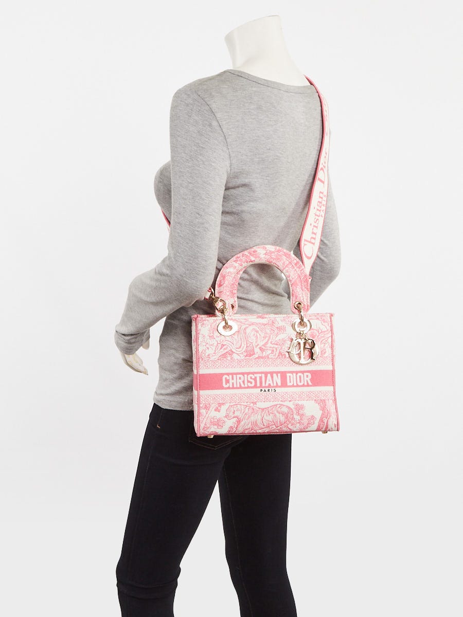 Christian Dior Pink/White Toile de Jouy Medium Lady D-Lite Bag
