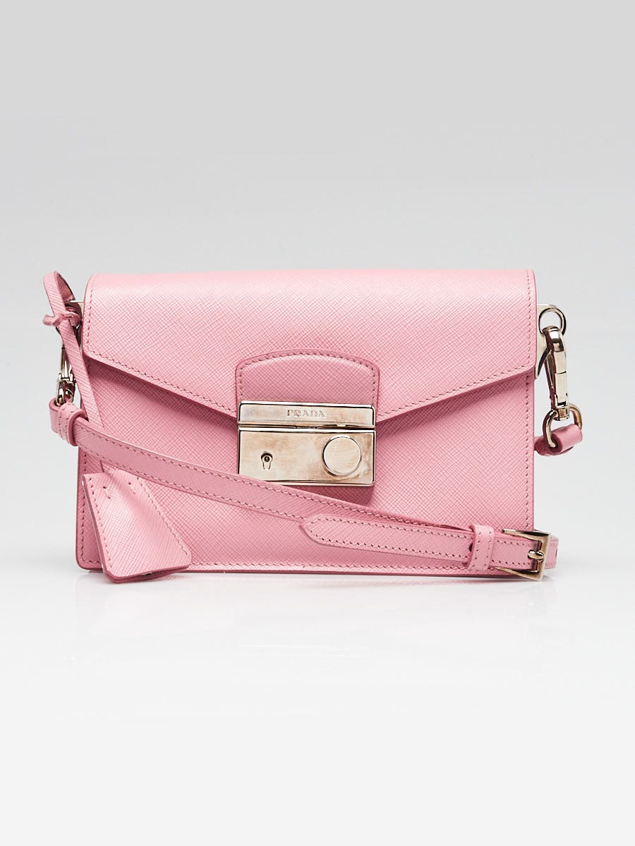 Prada Pink Saffiano Lux Small Sound Crossbody Bag