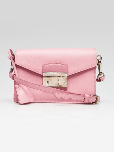 Prada Pink Saffiano Lux Small Sound Crossbody Bag