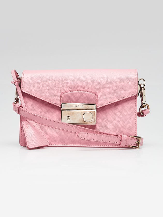 Prada Pink Saffiano Lux Small Sound Crossbody Bag