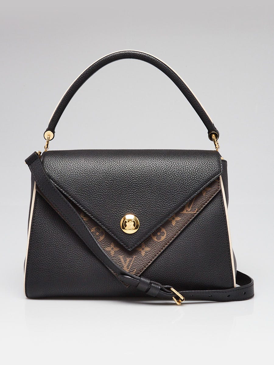 Louis Vuitton Black Leather and Monogram Coated Canvas Double V