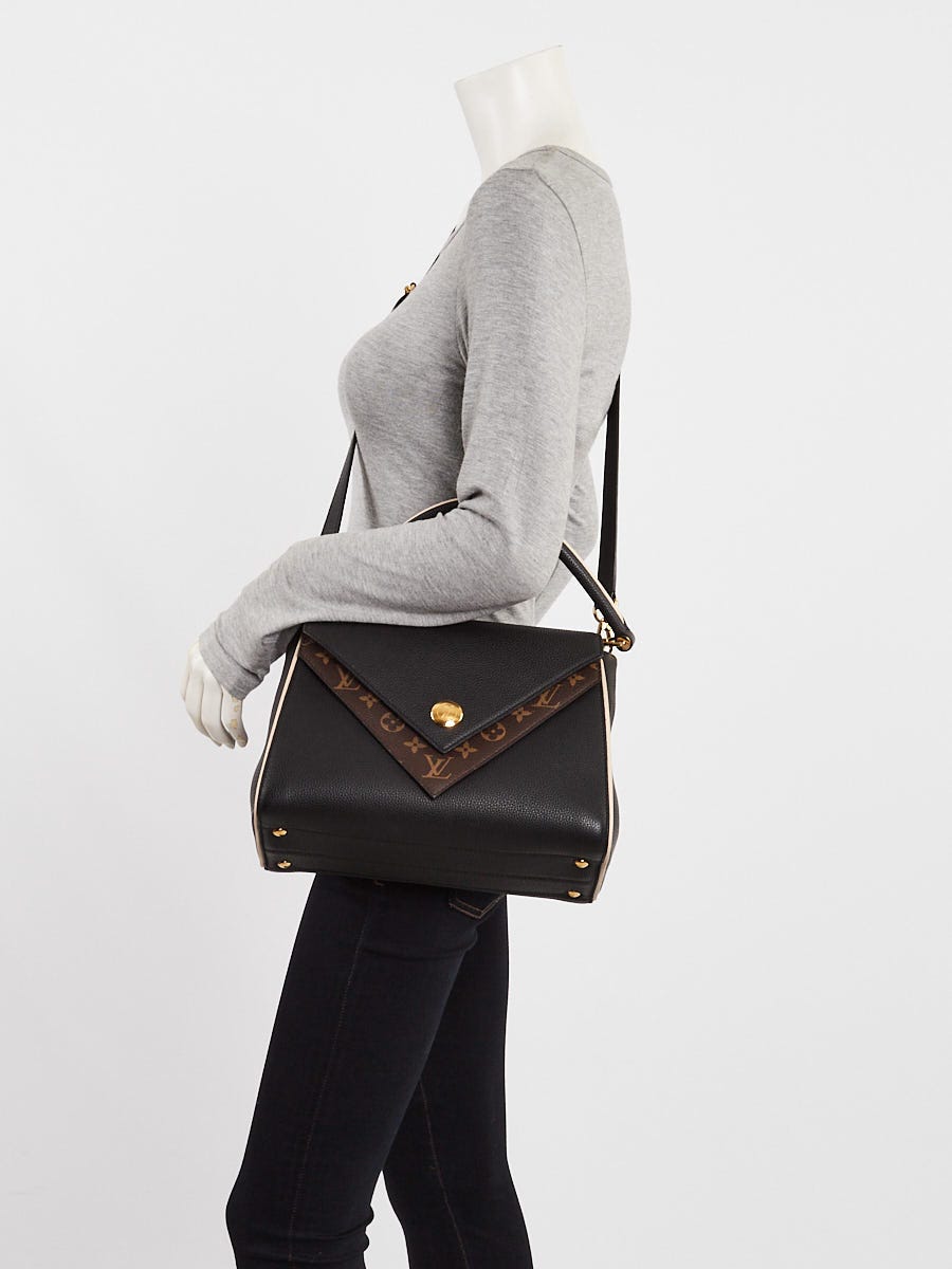 Louis Vuitton Black Leather and Monogram Coated Canvas Double V Bag