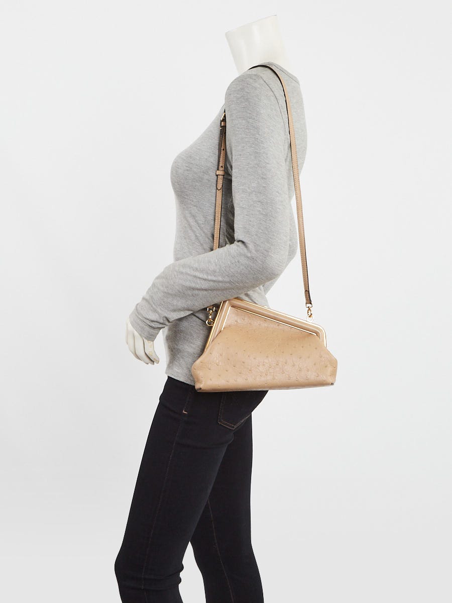 Fendi Beige Ostrich Leather Small First Bag 8BP129