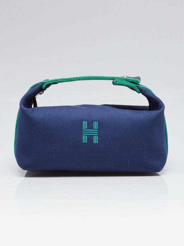 Hermes Blue/Green Cotton Canvas Small Model Bride-A-Brac Case