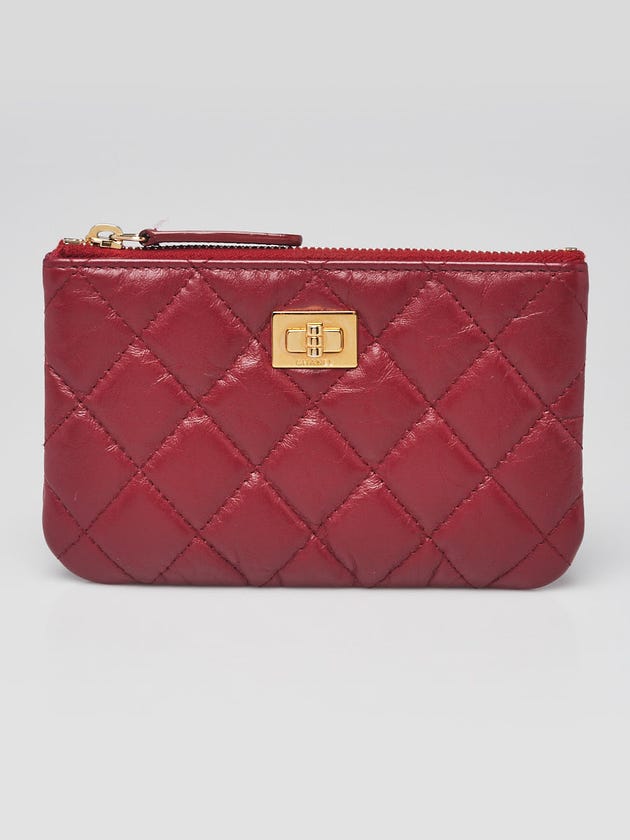Chanel Red Aged Quilted Calfskin Reissue Mini O-Case Zip Pouch