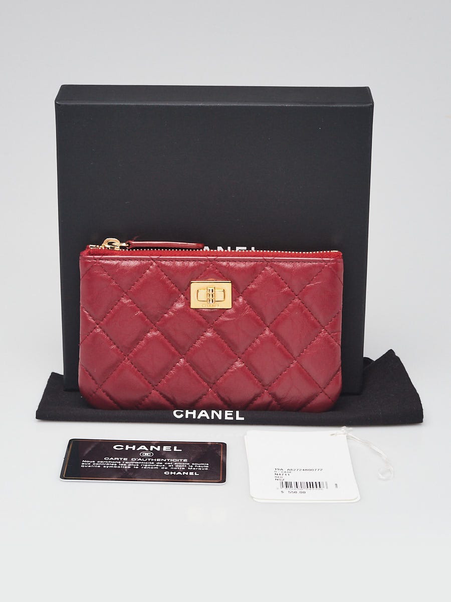 Chanel Red Aged Quilted Calfskin Reissue Mini O-Case Zip Pouch