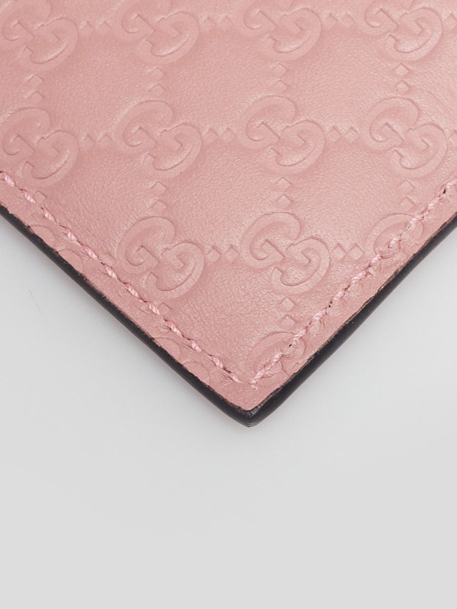 Gucci Pink Micro Guccissima Leather Card Holder | Yoogi's Closet