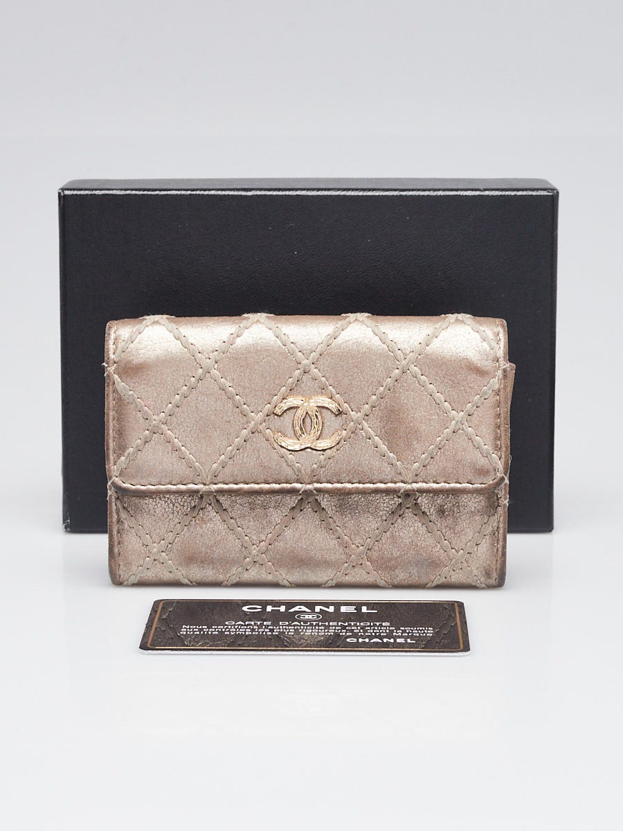Chanel Gold Diamond Stitched Leather CC Compact Wallet