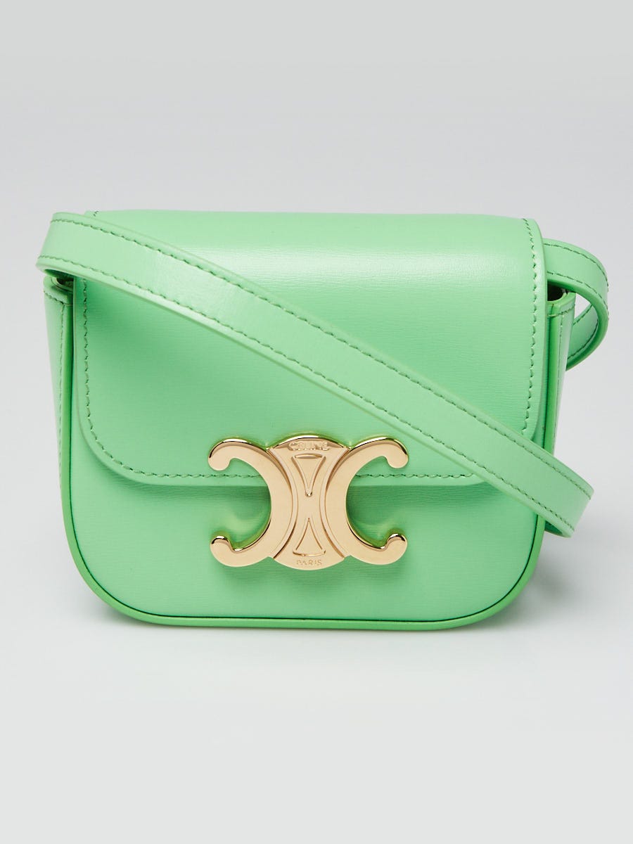 Celine Bright Green Calfskin Leather Mini Claude Triomphe
