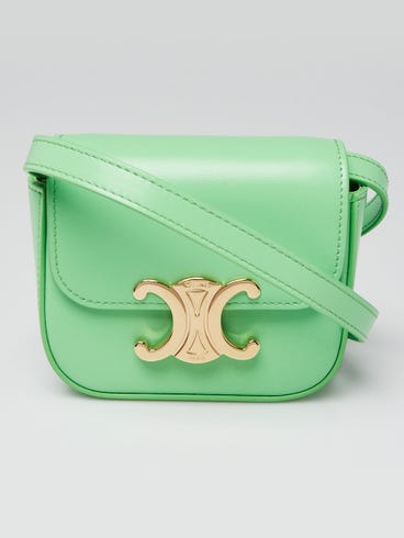 Celine Bright Green Calfskin Leather Mini Claude Triomphe Crossbody Bag