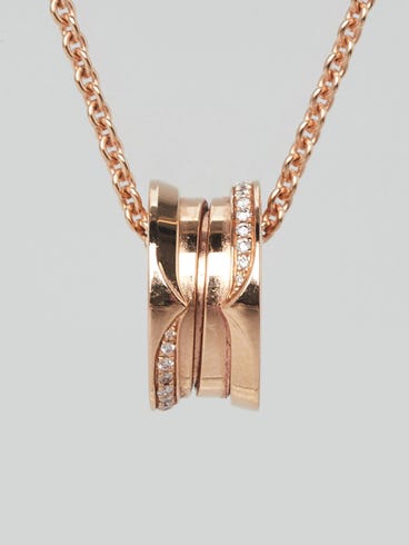 Bvlgari 18k Rose Gold and Demi-Pave Diamond B.Zero1 Pendant Necklace