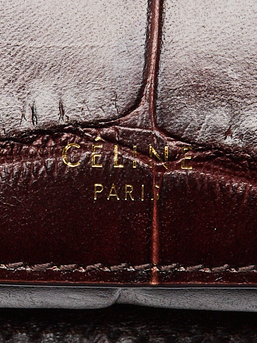 CELINE ヘモグロビン Celine Brown Croc Embossed Leather Mini Symmetrical Crossbody Bag