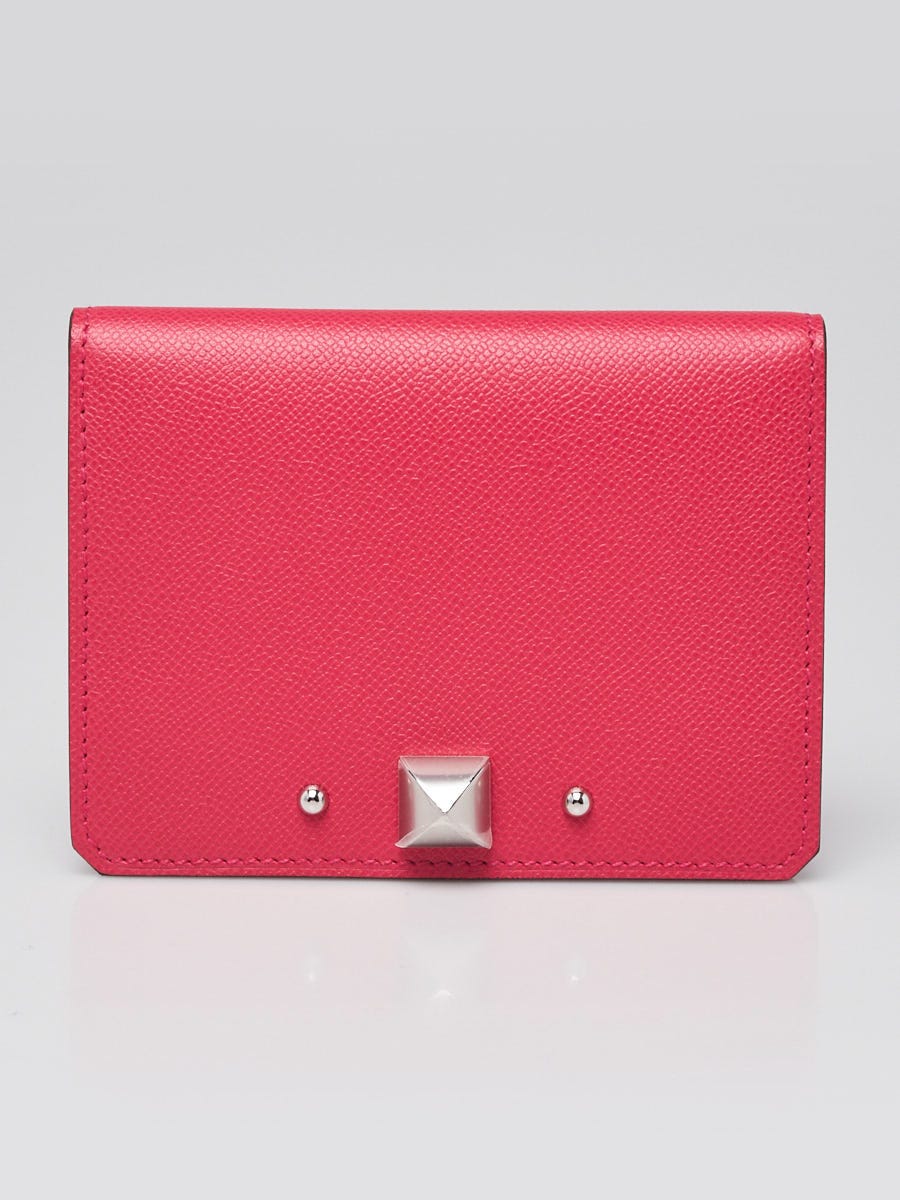 Hermes Rose Extreme Madame Calfskin Palladium Plated Medor Card Holder