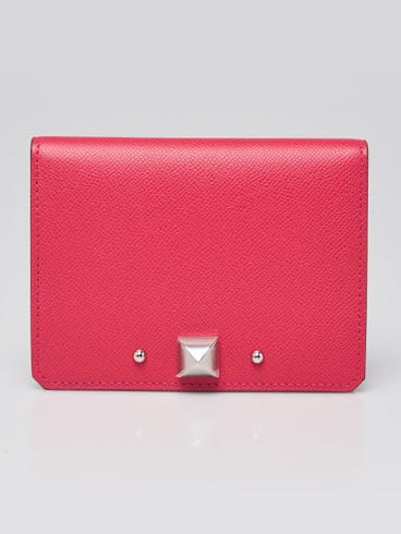 Hermes Rose Extreme Madame Calfskin Palladium Plated Medor Card Holder