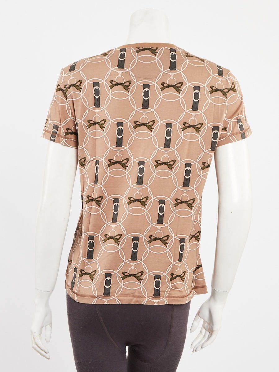 Hermes Brown Cotton Printed T-Shirt Size 6/38