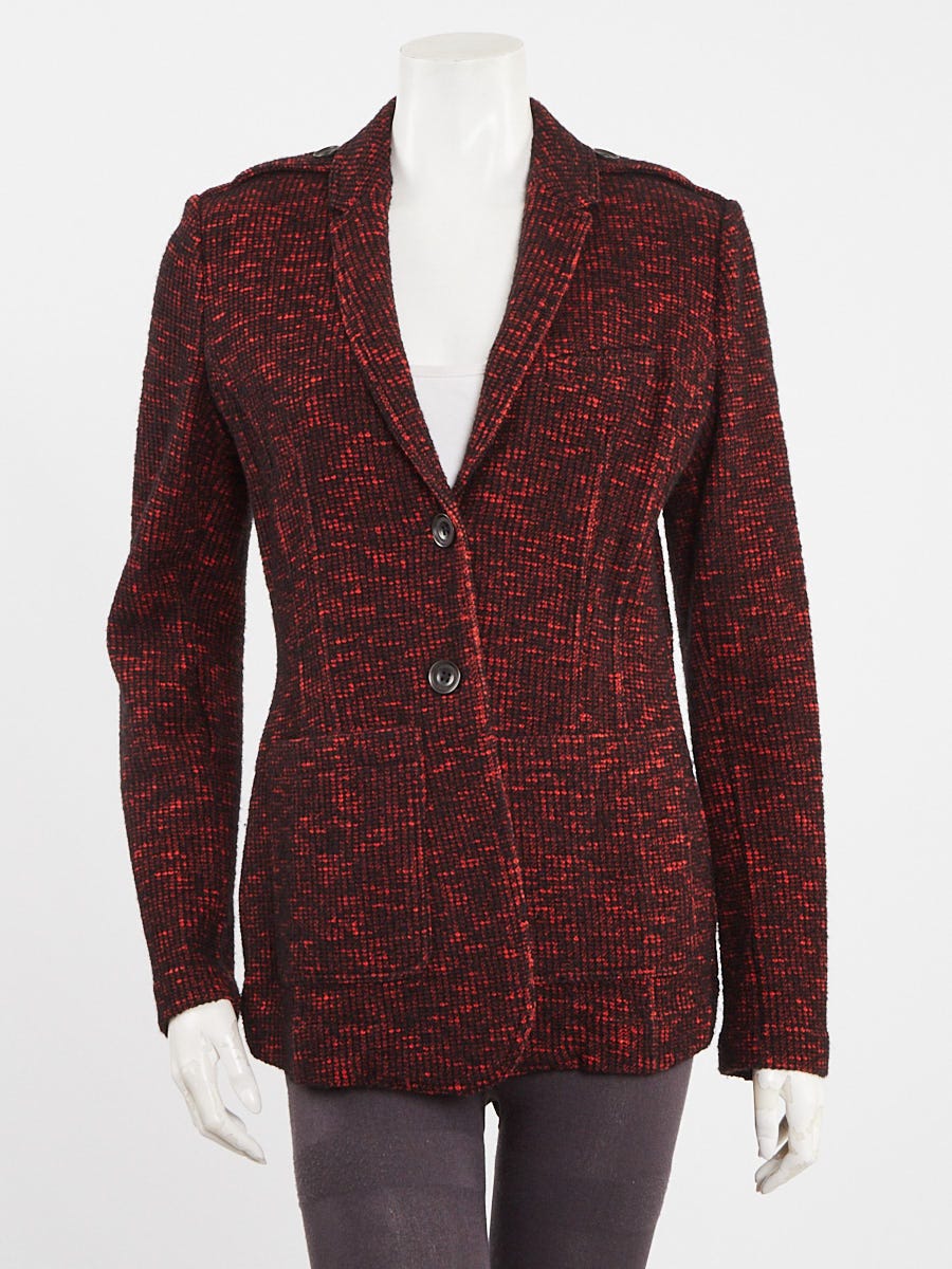 Burberry Brit Red/Black Cotton/Wool Blazer Size 8/42