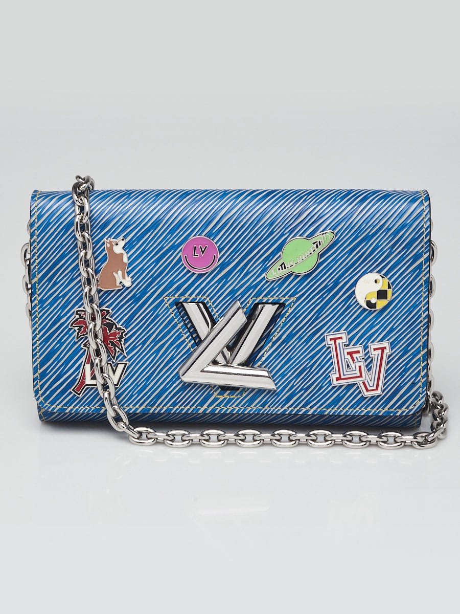 Louis Vuitton Blue Denim Pins Epi Leather Twist Wallet on Chain