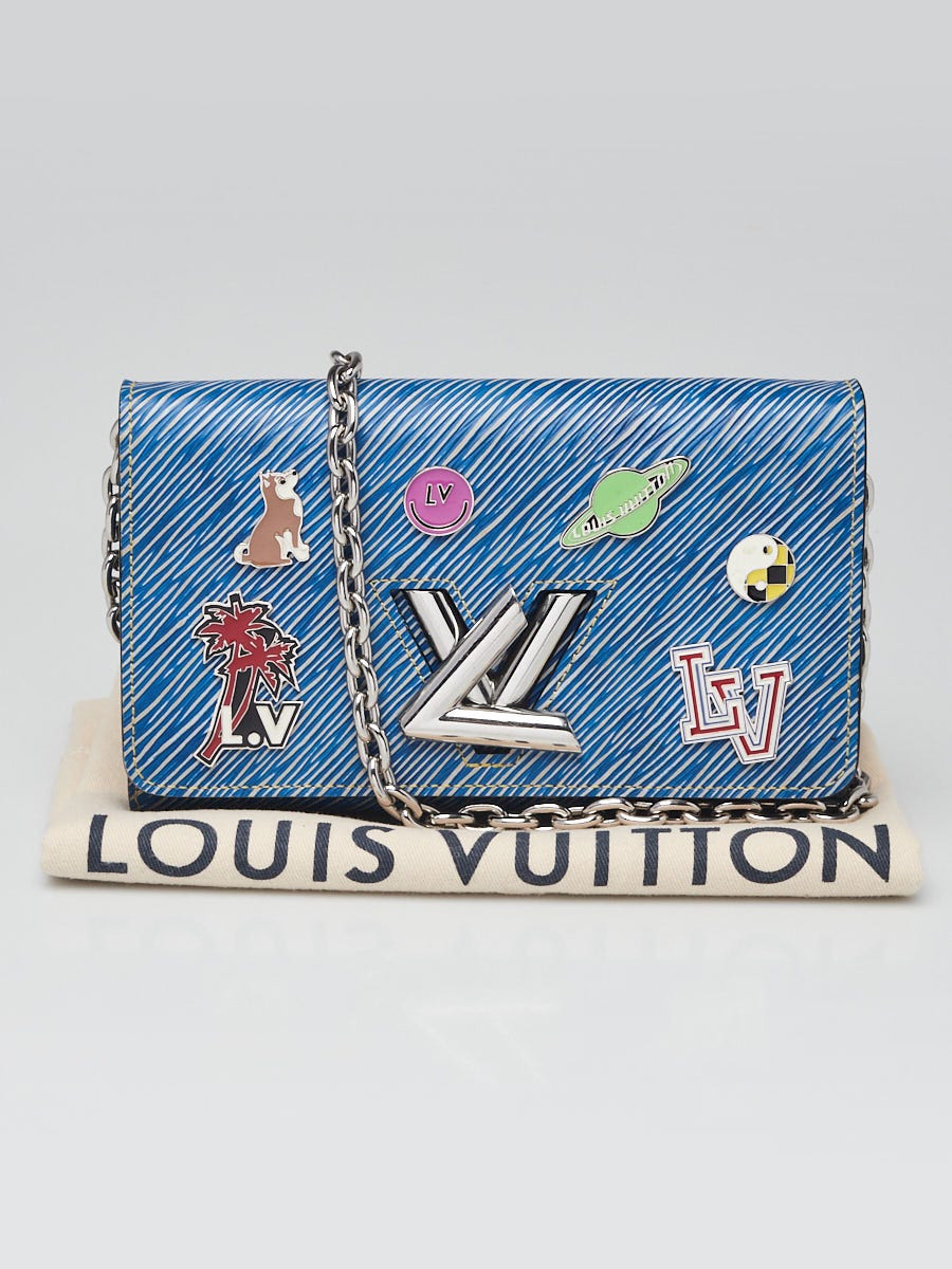 Louis Vuitton Blue Denim Pins Epi Leather Twist Wallet on Chain
