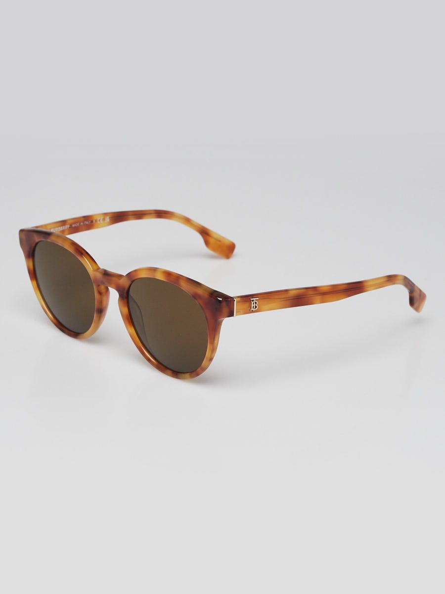 Burberry Brown Havana Plastic Round Frame Sunglasses - B4326