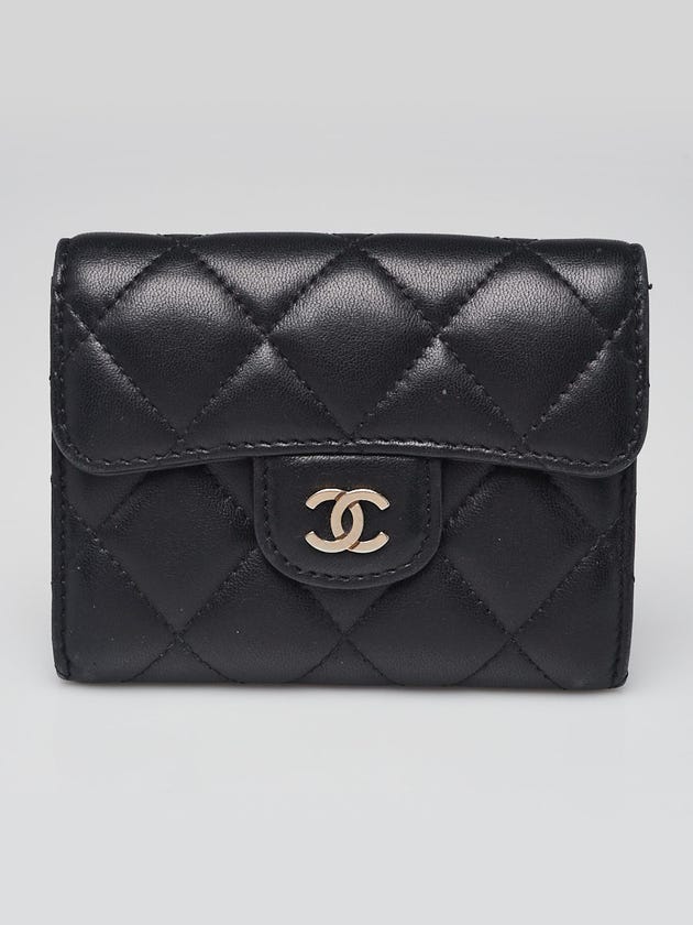 Chanel Black Quilted Lambskin Leather Flap Card Holder