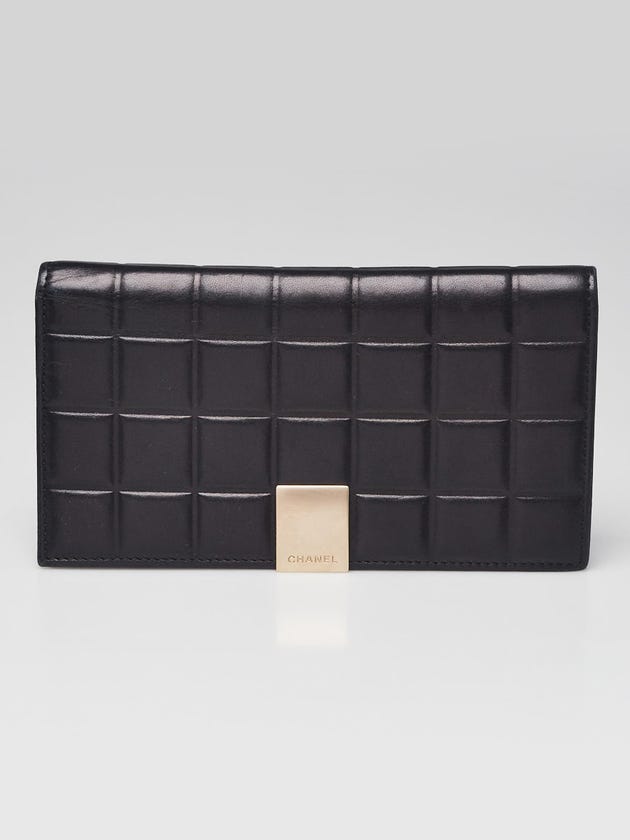 Chanel Black Square Quilt Lambskin Leather L Yen Wallet