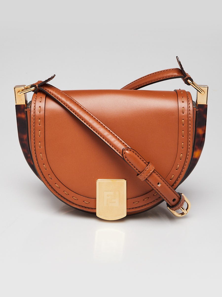 Fendi Brown Smooth Leather Moonlight Crossbody Saddle Bag 8BT346