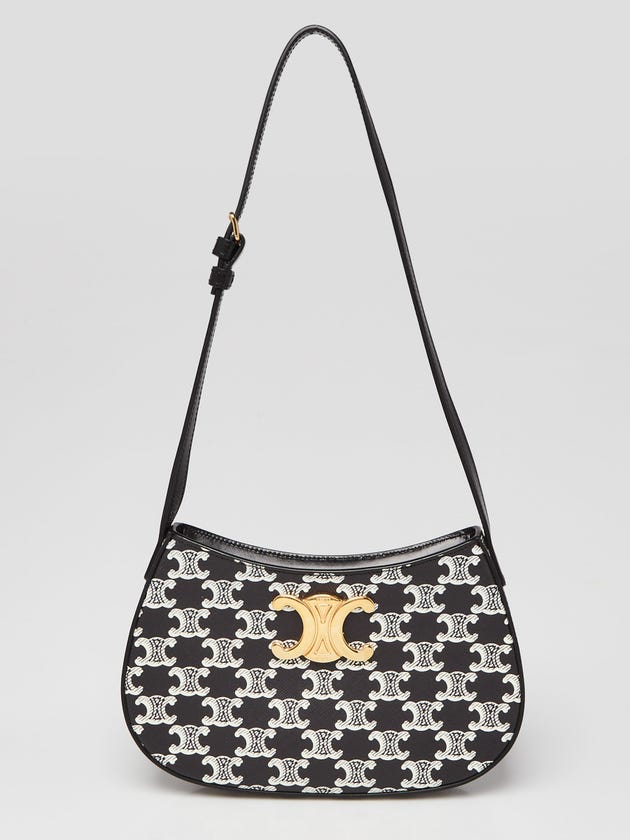 Celine Black/White Triomphe Print Coated Canvas Tilly Shoulder Bag